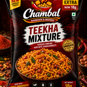 A spicy mix of crunchy sev, peanuts, pulses, and Indian spices.